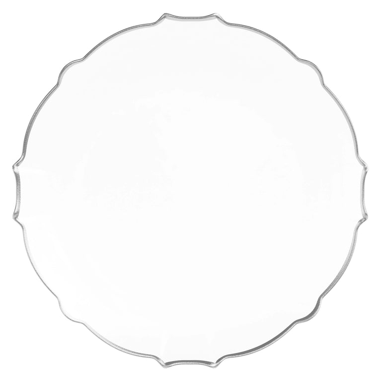 10 In. Clear/Silver Petal Plates | 20 Count