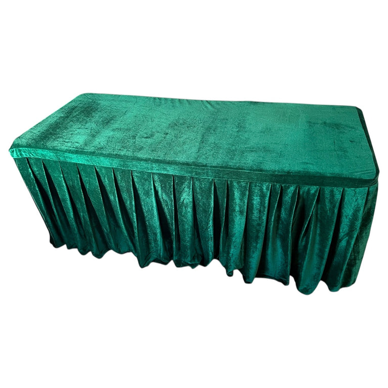 Green Velvet Tablecloth for Rent – 6 Ft Table Linen Rental