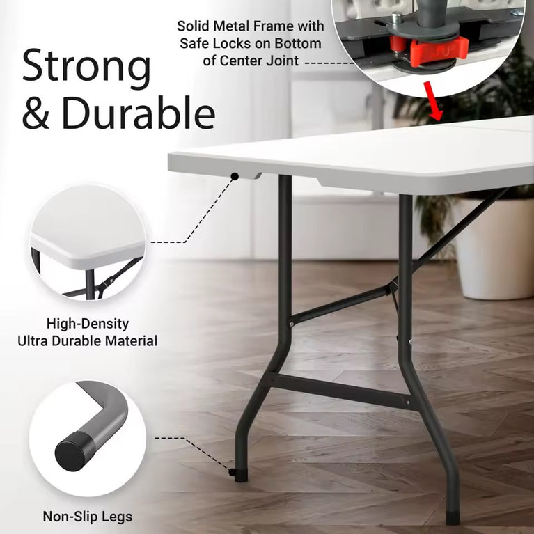 6 Feet Folding Table For Rent - White Banquet Table For Hire