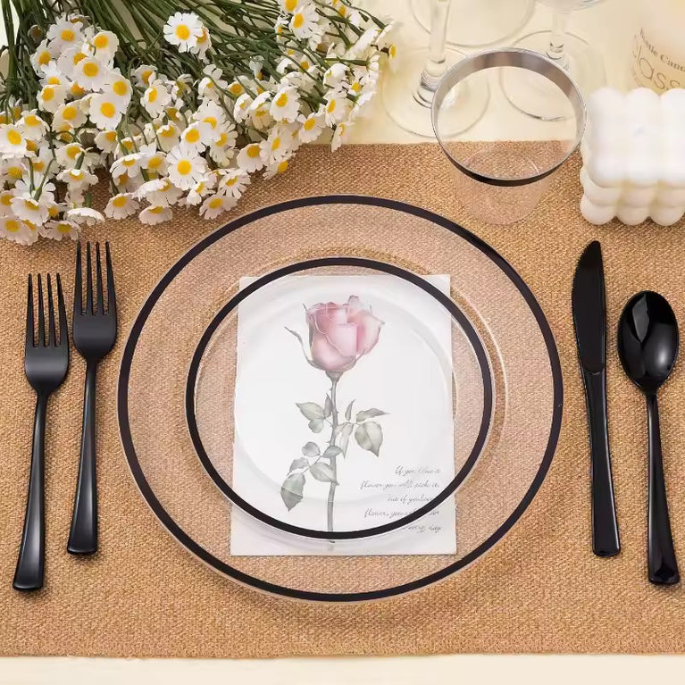 Zik Clear Round Disposable Dinner and Dessert Plates 200-Pack