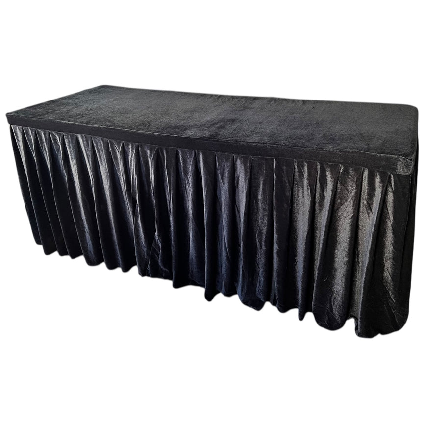 Black Velvet Tablecloth Rental – Premium Fitted 6 Ft Linen