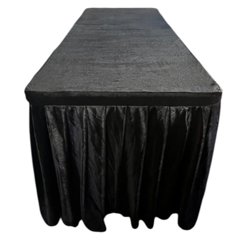 Black Velvet Tablecloth Rental – Premium Fitted 6 Ft Linen