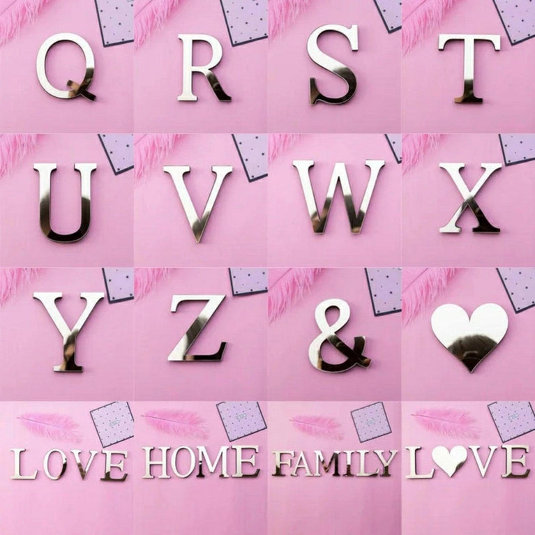 3D Acrylic Letter Wall Decor Stickers 26-Pack