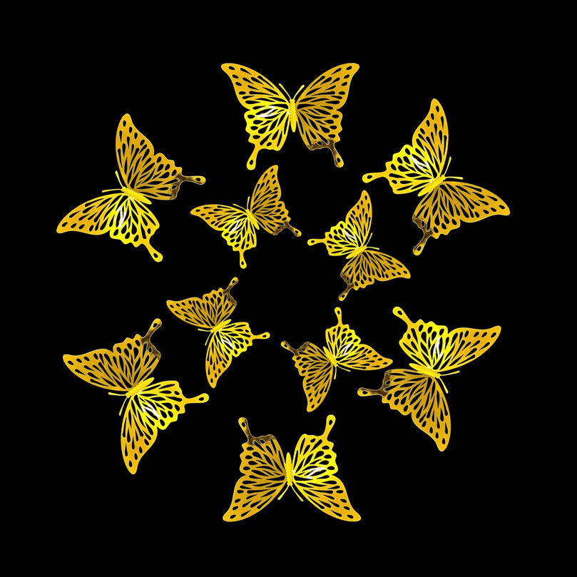 3D Gold Craft Butterflies Kids Room Wall Decor 12-Set
