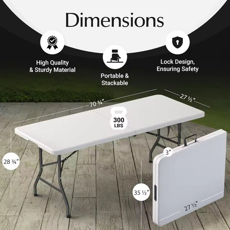 6 Feet Folding Table For Rent - White Banquet Table For Hire