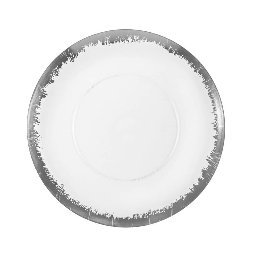10 In. Silver Scratched Design Plastic Plates | 10 Count