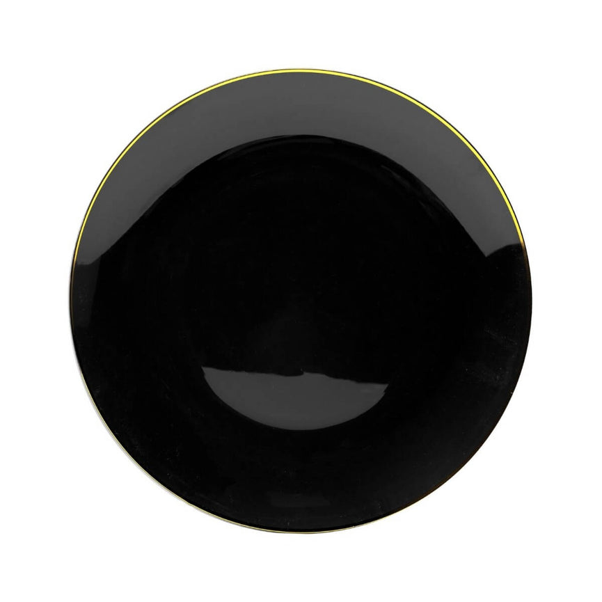 10 In. Black & Gold Rim Design Plastic Plates | 120 Count