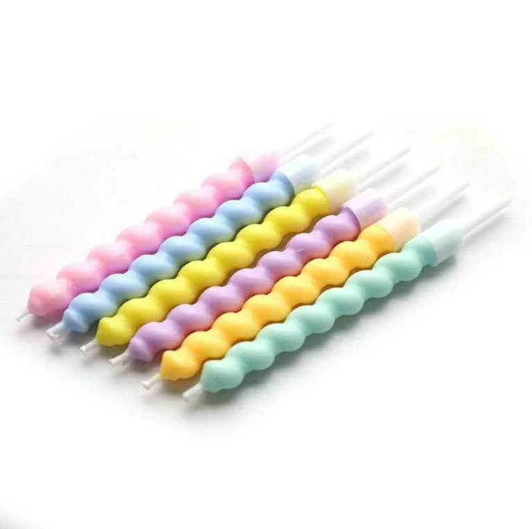 Birthday Cake Candle Toppers Colorful Spiral 6-Pack