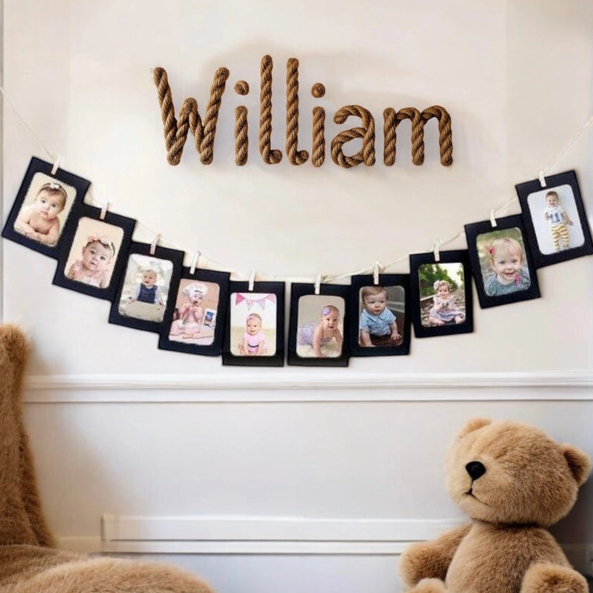 Black Paper Photo Frame Banner: Celebrate Kids Birthday Milestones