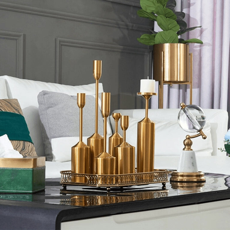 Chrome Metal Candle Holder Table Centerpieces