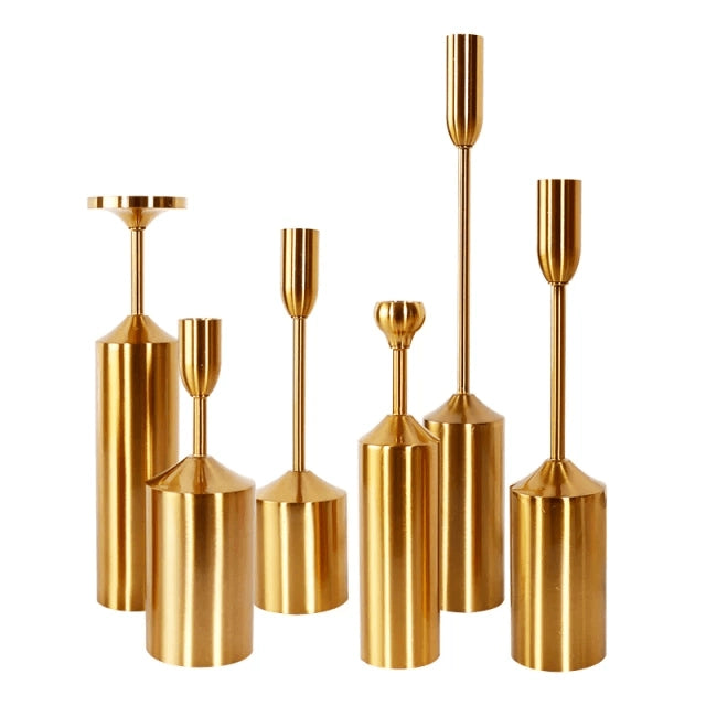 Chrome Metal Candle Holder Table Centerpieces