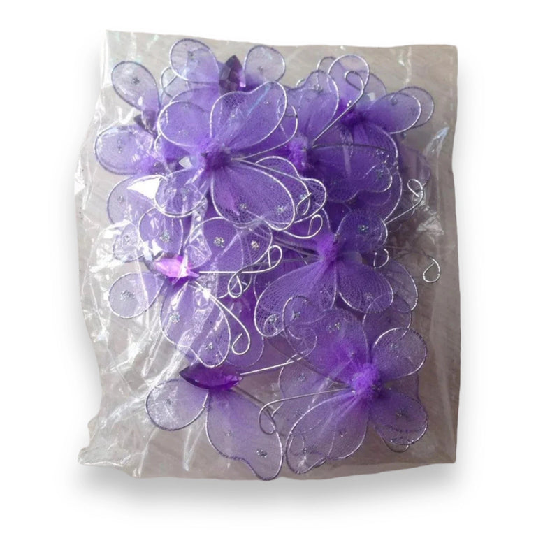 Colorful 3D Mesh Butterfly Craft Decor 21-Pack