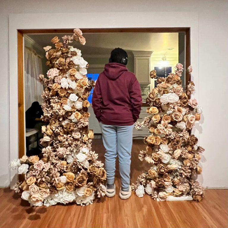 Mocha Rose Flower Arrangement For Rent | MA Wedding Decor