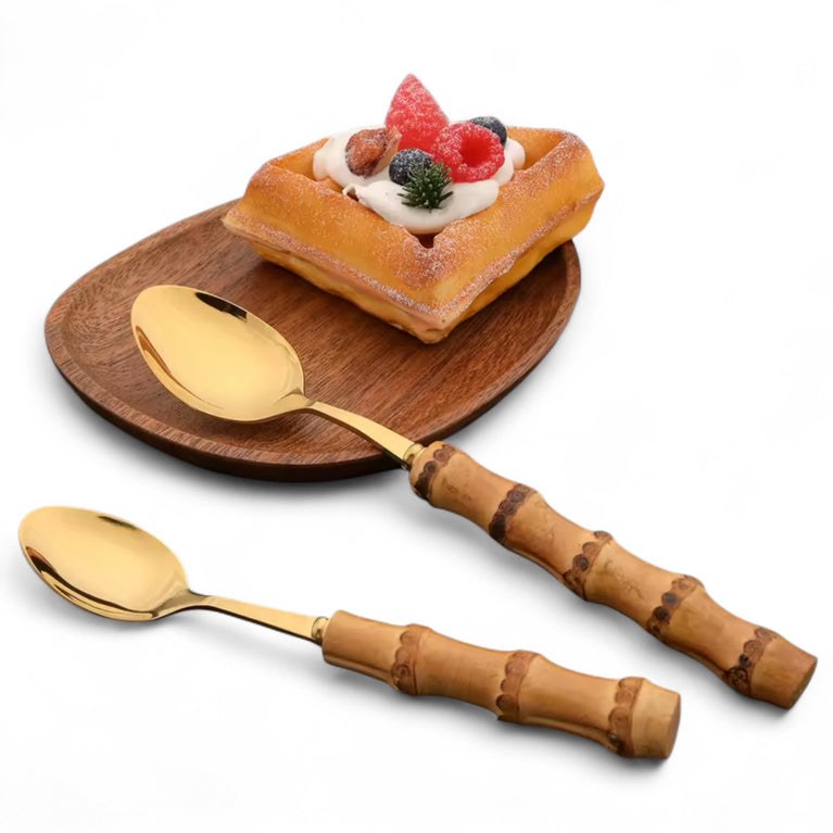 Bamboo 4-Piece Gold Cutlery Set for Rent