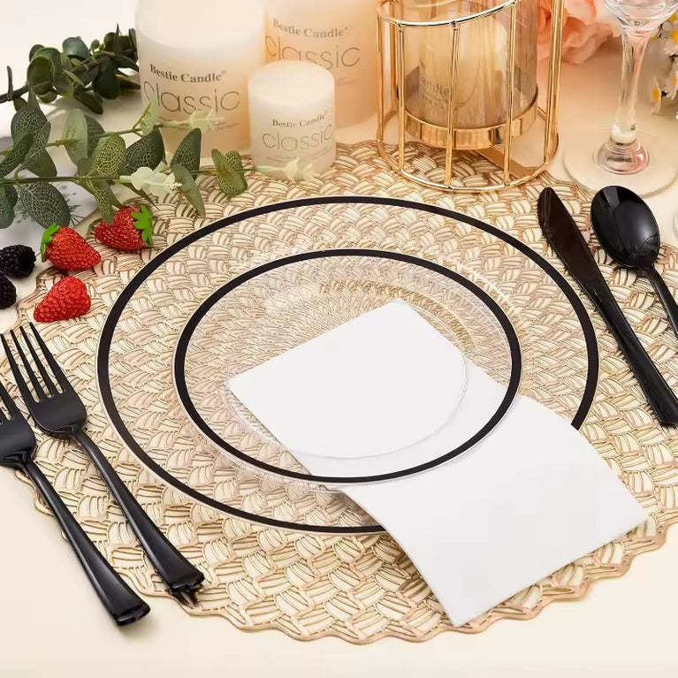 Zik Clear Round Disposable Dinner and Dessert Plates 200-Pack