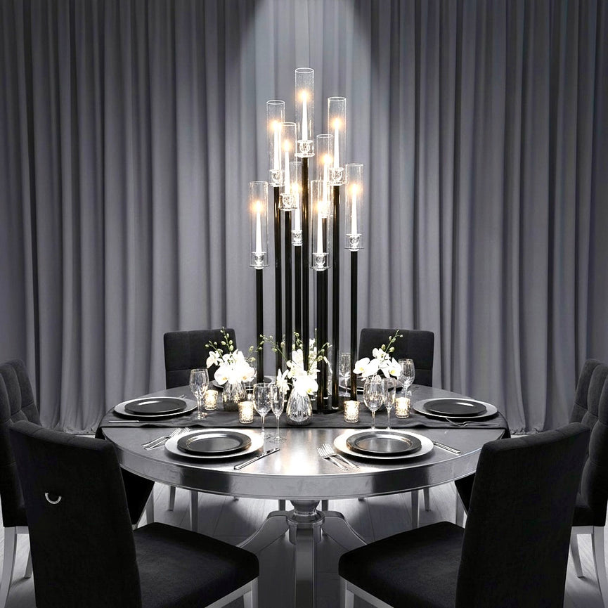 9-Arm Black Candle Holder for Rent