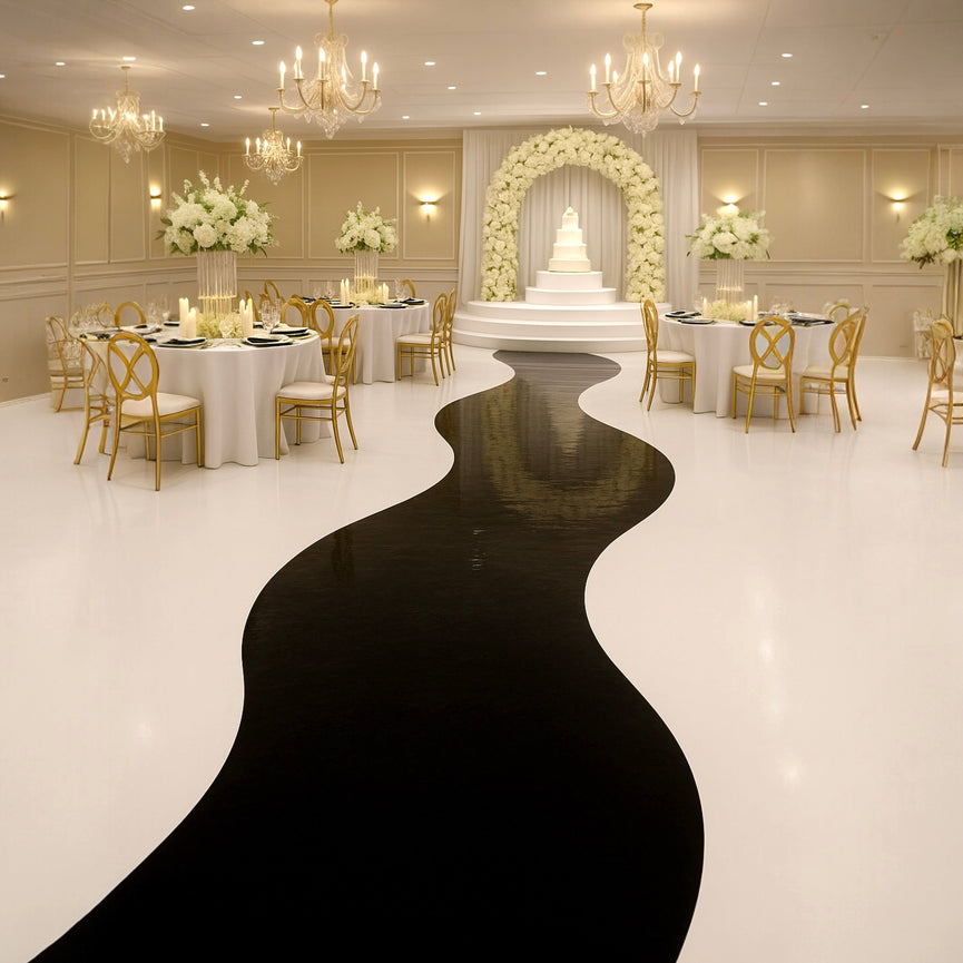 Wavy Vinyl Wedding Aisle Wrap – Book Your Luxe Floor Install