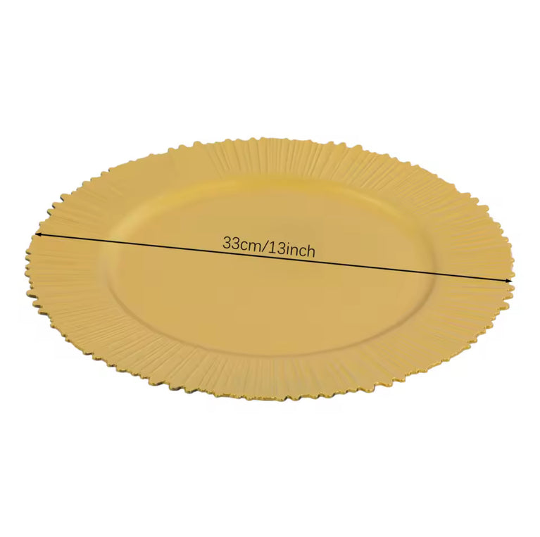 FLARE Gold Charger Plates 6-Pack | 13 Inch Dinnerware Set