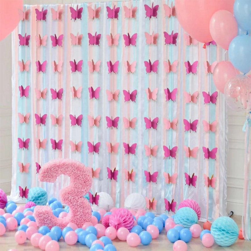 Gradient Color Paper Butterfly Hanging Garland