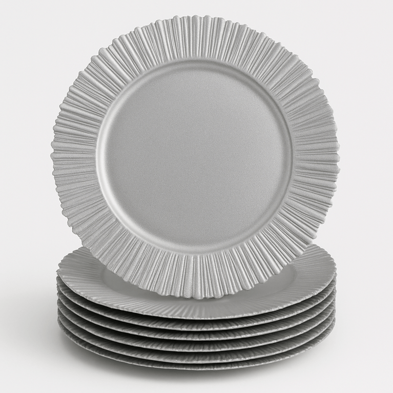 FLARE Silver Charger Plates 6-Pack
