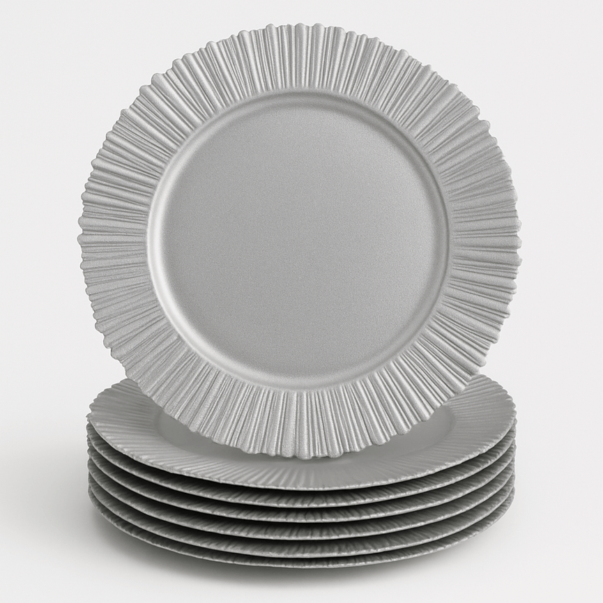 FLARE Silver Charger Plates 6-Pack