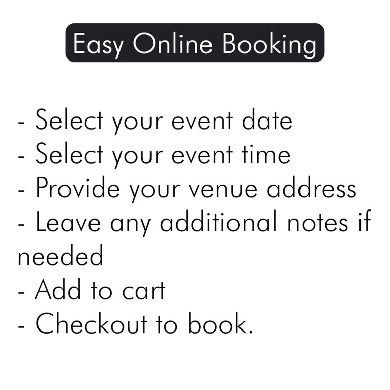 Text instructions for easy online booking on a white background