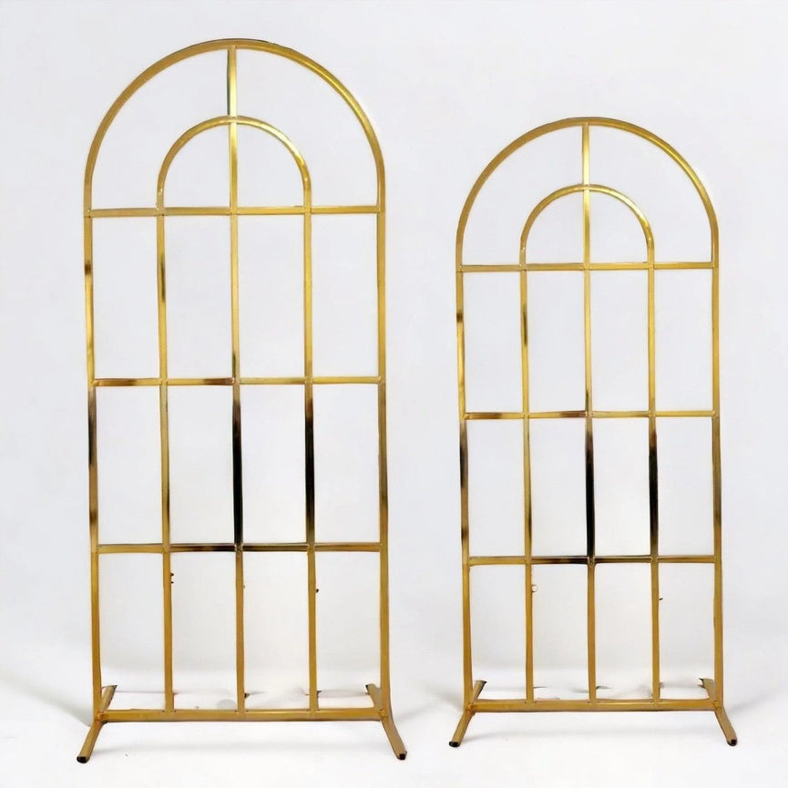 Shiny Gold Window Wedding Arch Backdrop Stand