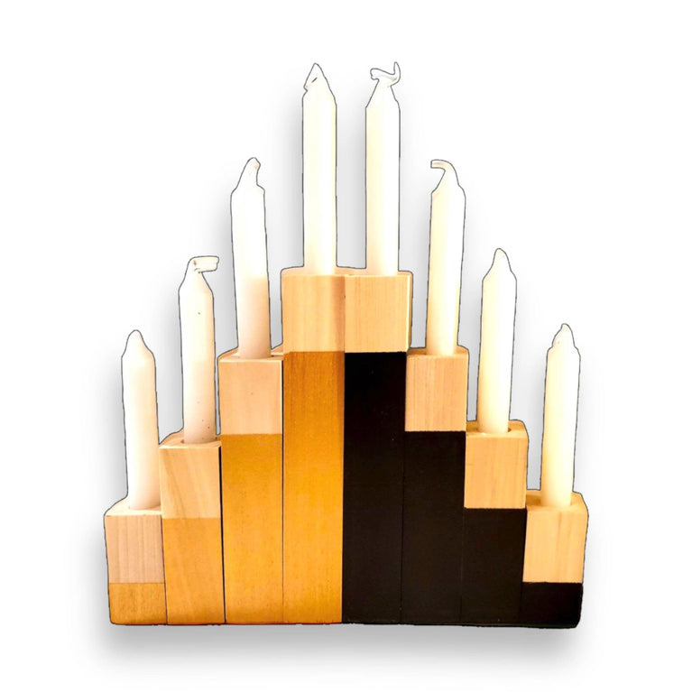 Wood Taper Candlestick 4-Piece Candle Holders