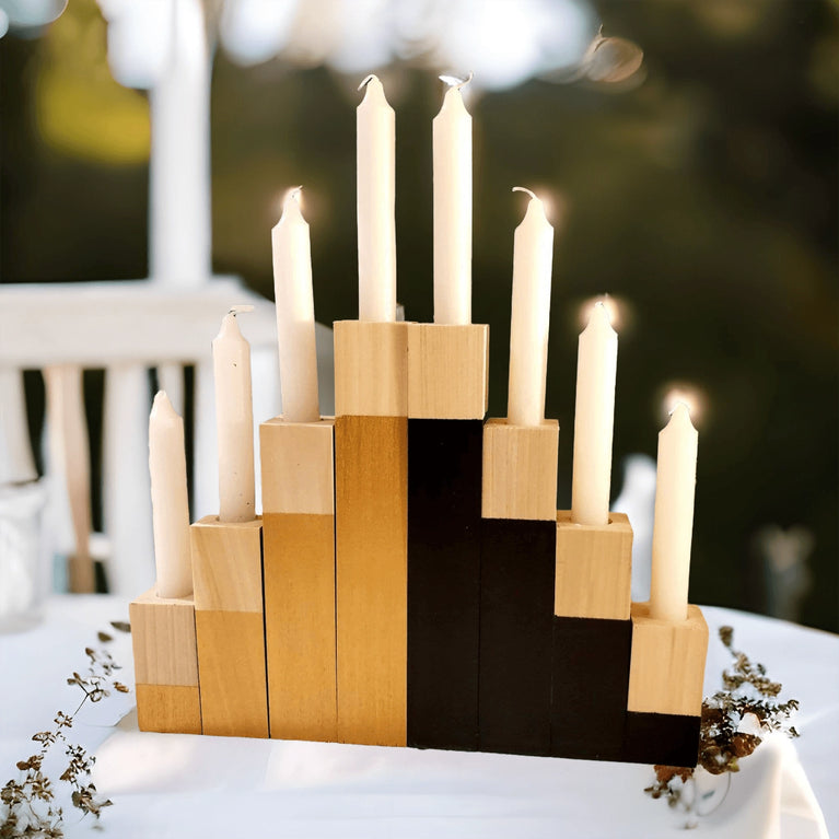 Wood Taper Candlestick 4-Piece Candle Holders