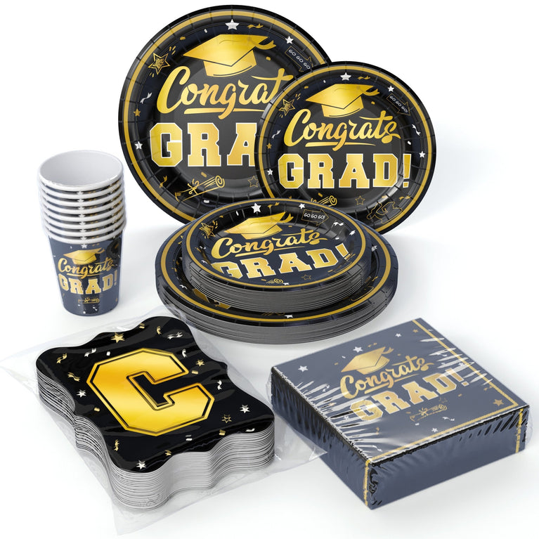 Black/Gold Graduation Combo Pack | Service For 8