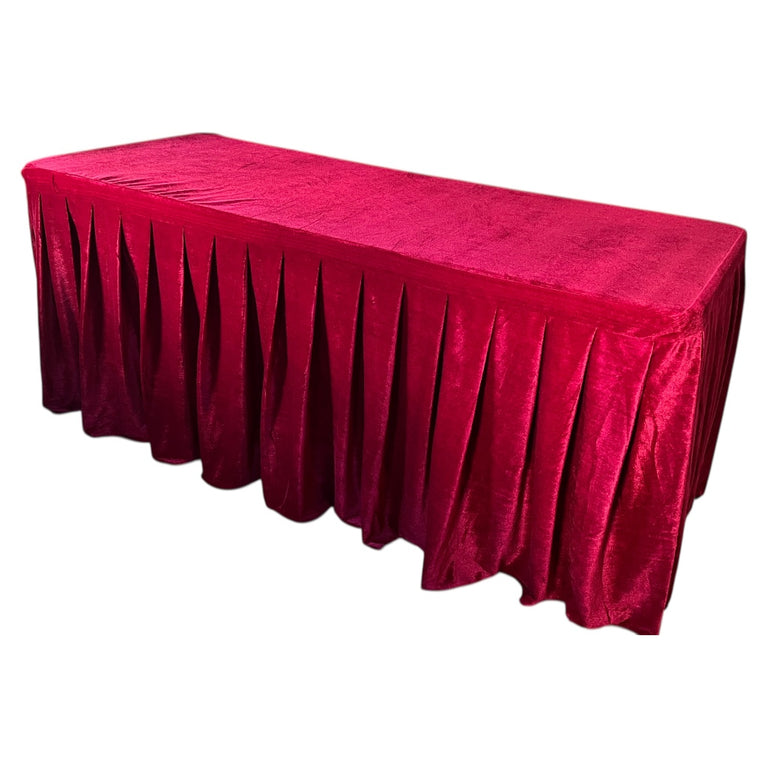Burgundy Velvet Tablecloth for Rent | 6 Ft Table Linen in MA