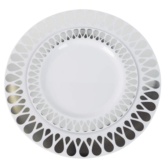 10.25 In. Silver Droplet Design Plates | 10 Count