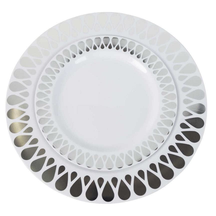 10.25 In. Silver Droplet Design Plates | 10 Count