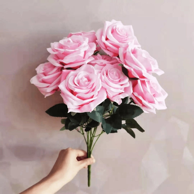 10-Head Artificial Rose Bouquet Flowers for DIY Arrangements