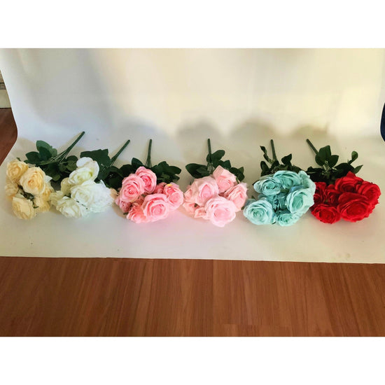 10-Head Artificial Rose Bouquet Flowers for DIY Arrangements