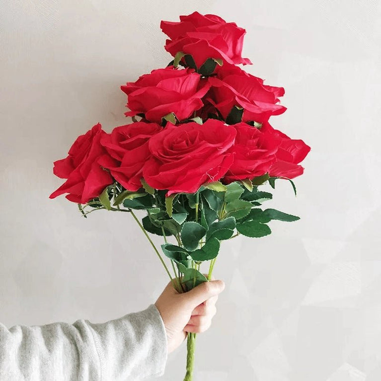 10-Head Artificial Rose Bouquet Flowers for DIY Arrangements