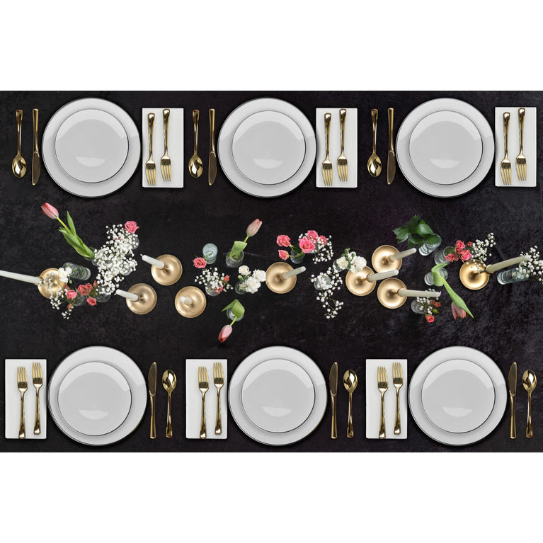 10 In. Classic White Plates Black Rim | 10 Count