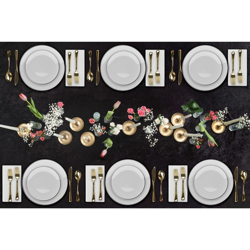 10 In. Classic White Plates Black Rim | 10 Count