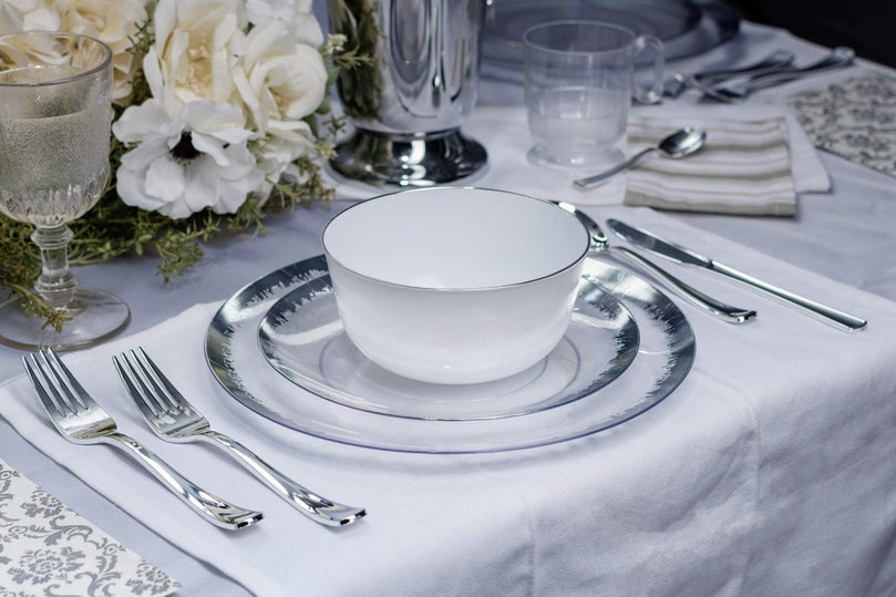 10 In. Silver Scratched Design Plastic Plates | 10 Count