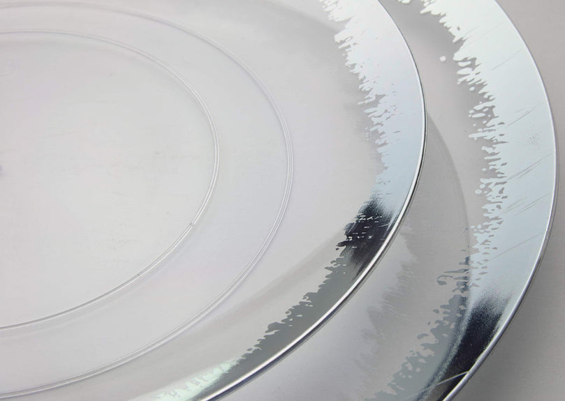10 In. Silver Scratched Design Plastic Plates | 10 Count