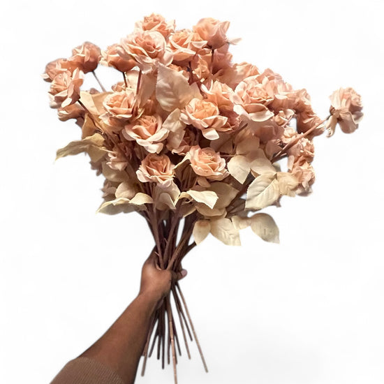 Artificial Rose Flower Bouquet Stem with 5 Heads for Decor