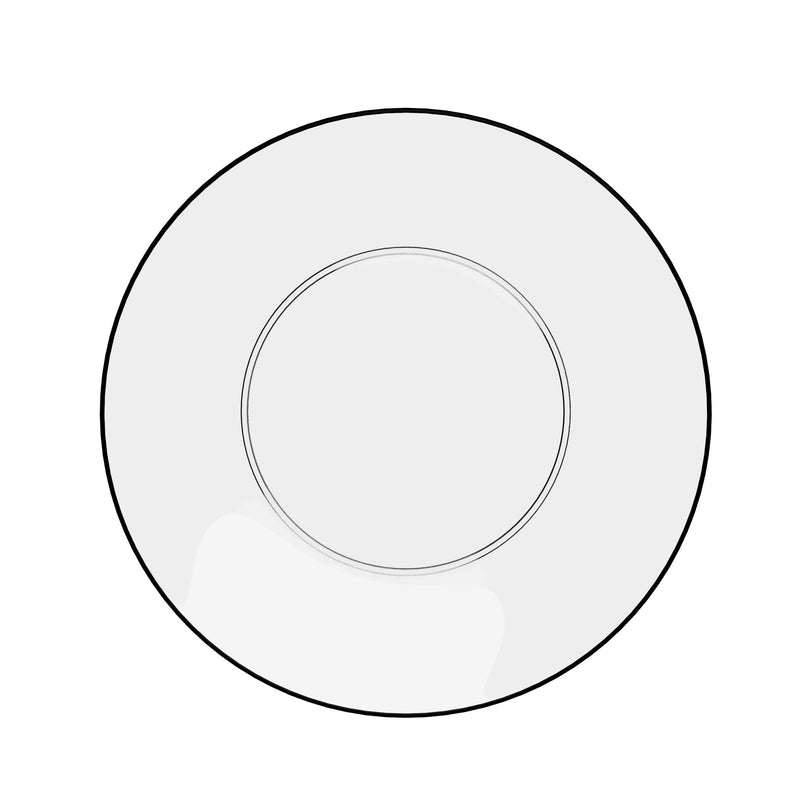 10 In. Classic Clear Design Plates Black Rim | 10 Count
