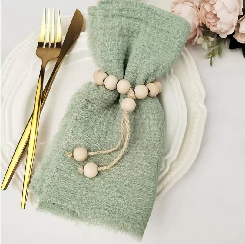 12.5" Rustic Gauze Table Decor Placemat Napkin with Fringe