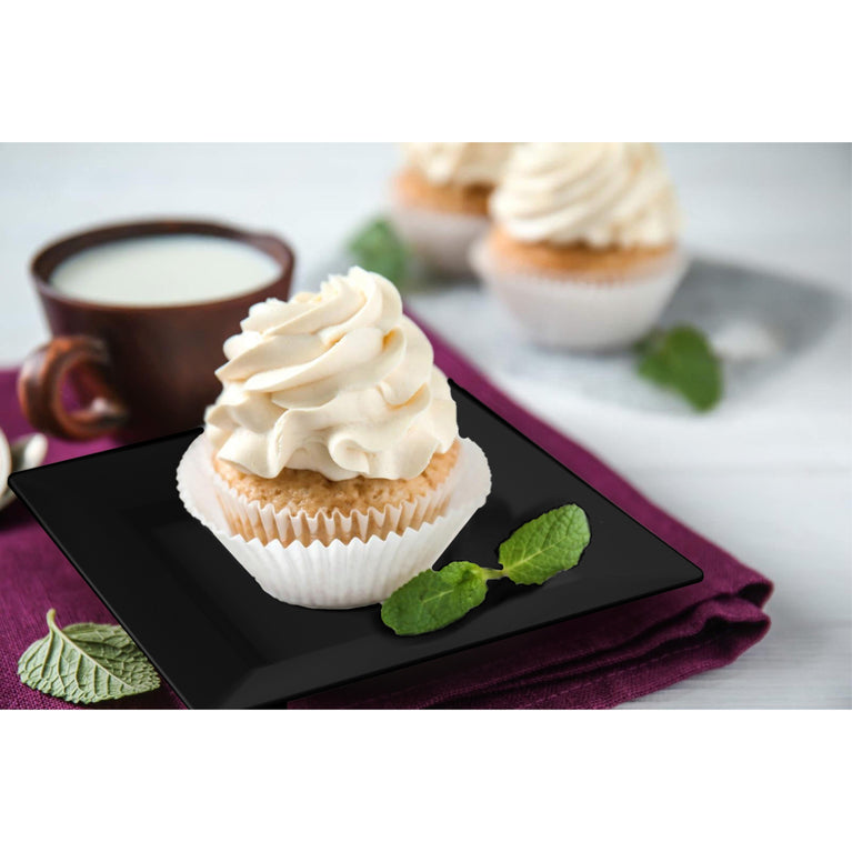 4.5 In. Black Square Plates | 100 Count