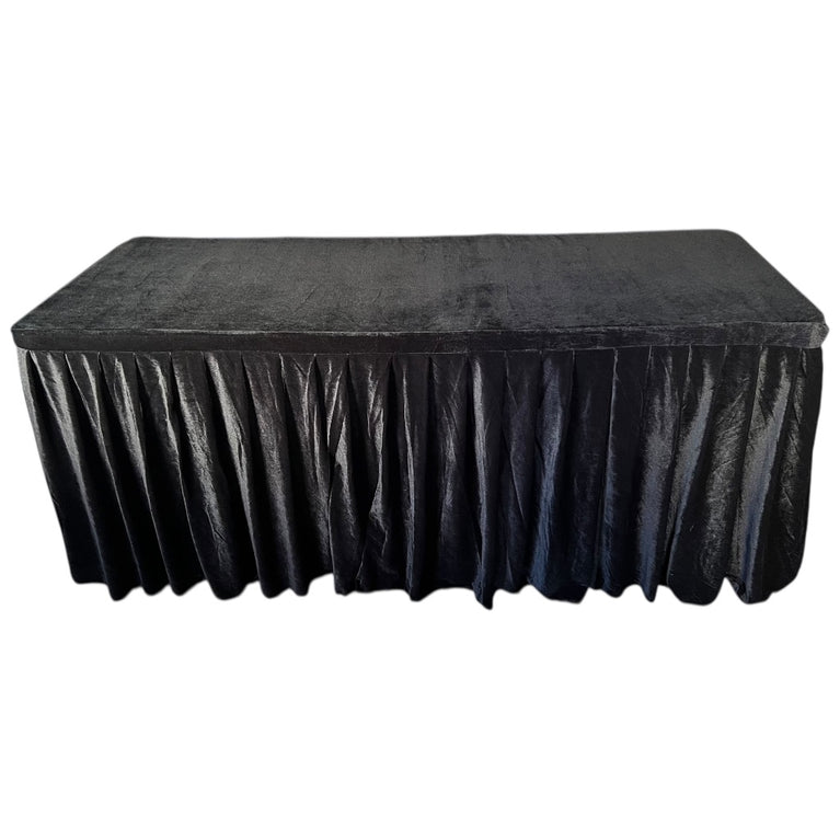 Black Velvet Tablecloth Rental – Premium Fitted 6 Ft Linen