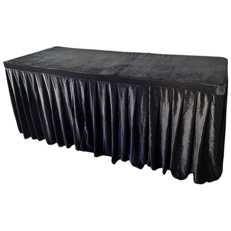 Black Velvet Tablecloth Rental – Premium Fitted 6 Ft Linen