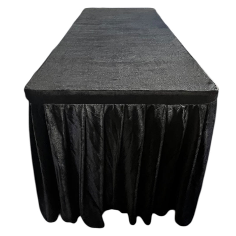 Black Velvet Tablecloth Rental – Premium Fitted 6 Ft Linen