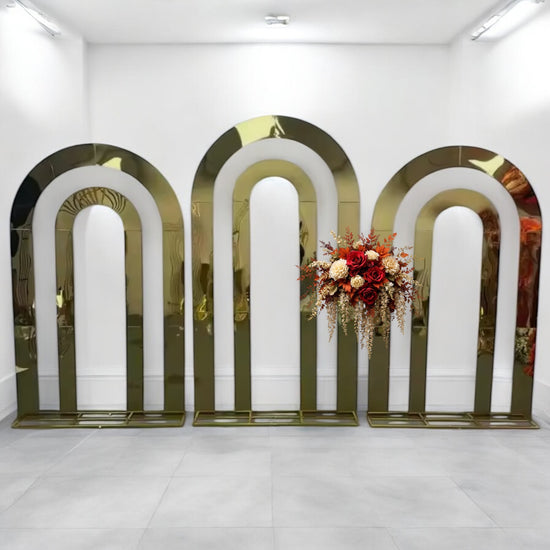 Mirror Arch Backdrop - Shiny Gold Wedding Background Frame