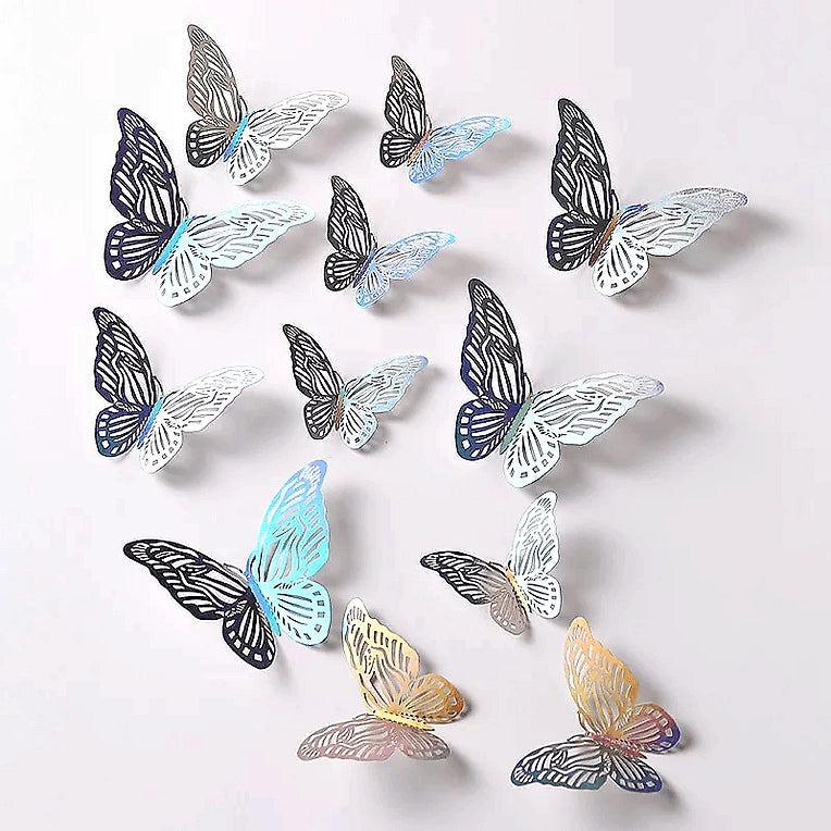 3D Butterfly Craft Wall Decor Stickers 12-Pack - Décor Maniacs