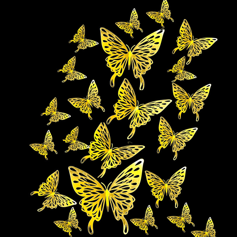 3D Craft Gold Butterflies Bedroom Wall Decor Stickers - Décor Maniacs